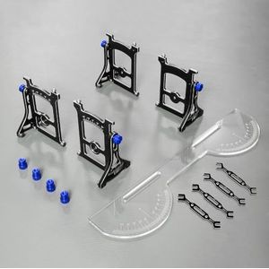 Aluminiumlegering Plastic RC Auto Verstelbare Heerser Steering Link Synchronizer Set Up Systeem Stuurinrichting Meetinstrument voor 1/10 RC Drift Raceauto (Blauw+Moersleutel)