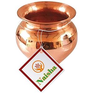 NAISHA Indiaas 100% koper Kalash, Lota voor Puja Bruiloft Doel Tempel Decoratie (180 ml - Hoogte 6,9 cm)