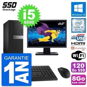 Dell PC Tower 5050, display 22 inch, Intel i5-6500, 8 GB SSD, 120 GB, HDMI, Windows 10, wifi (gereviseerd)