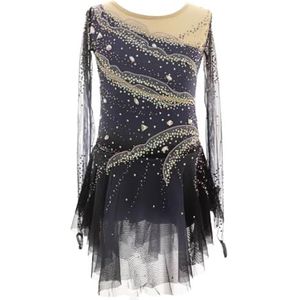 Kunstschaatsjurk For Meisjes Ronde Hals Verloop Mesh Patchwork IJsdansoutfits For Wedstrijden(4XL)