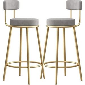 GZDZ Barstoelen Set van 2 Barkrukken, Fluwelen Bedekte Rugleuning en Metalen Voetsteun en Basis, Keuken Ontbijt Counter Stoelen voor Eetkamer Woonkamer (Flock, Zithoogte 65cm)