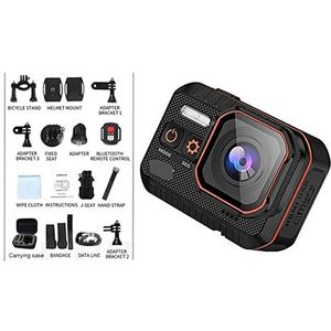 Action Camera, Actie Camera 4K 60FPS Afstandsbediening 30m Waterdicht 170° Groothoek Actie Camera Dash Cam met Groothoeklens HD Soepele Stabilisatie(With 32G Card,Camera-A)