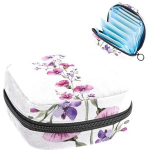 Aquarel Roze Wilde Bloemen Maandverband Opbergtas, Grote Menstruatie Cup Pouch met Ritssluiting, Menstruatie Pads Bag Store Panty Liners Tampons voor Meisjes Vrouwen
