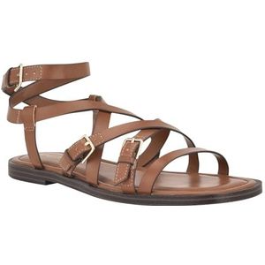 Nine West Rulen platte sandaal voor dames, Bruin 210, 38 EU