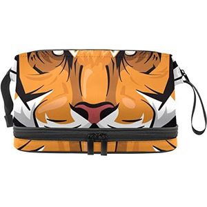 Grote capaciteit reizen cosmetische tas,King Tiger Animal Paint,Make-up tas,Waterdichte make-up tas organisator, Meerkleurig, 27x15x14 cm/10.6x5.9x5.5 in