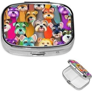 Pillendoosje Kleine Pillendoosje voor Pocket & Portemonnee Pil Organizer Draagbare Pillencontainer Leuke Geneeskunde Organizer Olie Leuke Schnauzer Honden Reizen Pillendoos voor Vitamine Visolie