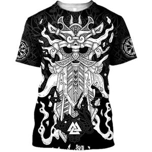 Viking Kraai/Kompas/Odin Driehoek Symbool Bedrukt T-shirt Tops - Unisex Noorse Mythologie Harajuku Nieuwigheid Korte Mouw - Buiten Straat Casual Gothic Pullover T-shirts