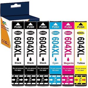 OGOUGUAN 604XL inktcartridge compatibel met Epson 604XL 604 XL voor XP-2200 XP-2205 XP-3200 XP-3205 XP-4200 XP-4205 WF-2910 WF-2930 WF-2935 WF-2950 (3× zwart, 1× cyaan, 1× magenta, 1 × geel)