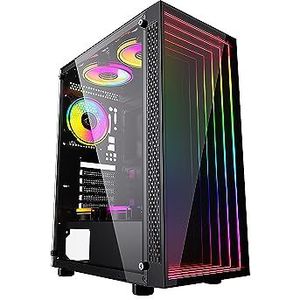 Bgears b-Optillusion Gaming PC ATX case, speciale optische illusie ARGB voorpaneel, gehard glas zijzijde. USB3.0, ondersteuning tot EATX moederbord. Ventilator niet inbegrepen.
