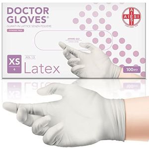 AIESI® Poedervrije wegwerp latex handschoenen voor medisch gebruik DOCTOR GLOVES (Pak van 100 stuks) maat XS