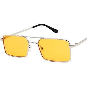 2023 Vintage Vrouwen Mannen Rechthoek Randloze Zonnebril Mode Vierkante Gradiënt Zonnebril Party Clear Lens Bril Uv400 Streetwear(Color:Geel)