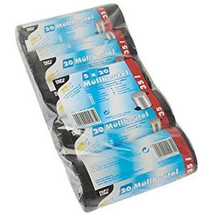 Afvalzakken, HDPE 35 l 69 cm x 55 cm zwart, 5 x 20 stuks