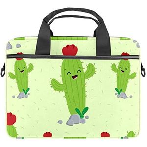 Leuke Grappige Cartoon Cactus Laptop Schouder Messenger Bag Crossbody Aktetas Messenger Sleeve voor 13 13.3 14.5 Inch Laptop Tablet Beschermen Tote Bag Case, Meerkleurig, 11x14.5x1.2in /28x36.8x3 cm