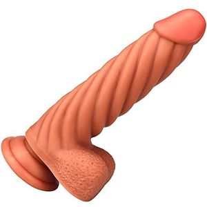21cm realistische dildo's levensechte enorme penis met sterke zuignap voor handsfree spelen, flexibele met gebogen schacht en ballen