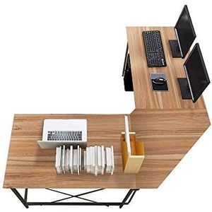 sogesfurniture LD-Z01OK-BH Computertafel hoekbureau in L-vorm, grote gamingtafel, L-bureau, pc-tafel, hoekcombinatie, werktafel, bureautafel, (150 + 150) x 55 x 76 cm, eiken