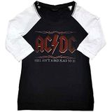 AC/DC Unisex Raglan Tee: Hell Ain't A Bad Place - Large - Black,White