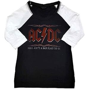 AC/DC Unisex Raglan Tee: Hell Ain't A Bad Place - Large - Black,White