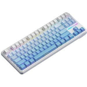 QPSJXN Aangepast draadloos mechanisch gamingtoetsenbord RGB backligit X87 met hot swap afdichting ontwerp DRIE modus connectiviteit groot (Sky Blue)