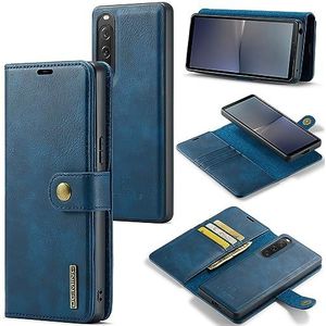 Flip Case Cover Compatibel met Sony Xperia 10 V Case, DG.MING 2 in 1 Clucth Retro Real Cowhide Leather Folio Flip Wallet Magnetische Afneembare Slim Phone Cover Case Compatibel met Sony Xperia 10 V, m