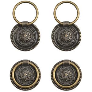MOROBOR Set van 4 antieke bronzen kasthandgrepen, 1,77 inch diameter vintage zinklegering ring trekt, enkele gat drop ring lade trekt dressoir handgrepen voor barkasten badkamer kast dressoirs