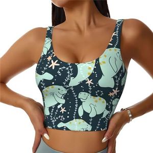 Manatee Dieren Kalf Print Casual Wear Vrouwen Sport Vest Yoga Vest Workout Vest Voor Vrouwen Lichtgewicht Trendy, Zwart, S