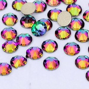 2088 DIY kristal nageldecoraties zonder hotfix, 8 grote en 8 kleine strass steentjes, platte achterkant, plaknagels voor nagelkunst - Groene vulkaan - SS10-1440 stuks