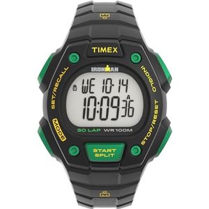 Timex Mannen Digitaal Quartz Horloge Met Hars Band TW5M590009J, Zwart/Digitaal/Zwart/Groen, Klassiek