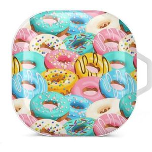 Geglazuurde Donuts Oordopjes Hoesje Compatibel met Samsung Hard Shell Beschermhoes Wit-Stijl
