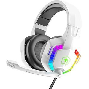 RGB-gamingheadset, 5.1-kanaals stereo surroundgeluid, 3,5 mm bedrade led-over-ear comfortabele hoofdtelefoon met ruisonderdrukkende microfoon en in-line volumeregeling voor pc Xbox One PS5 laptop Mac