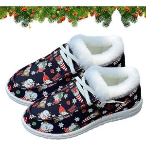 Kerstsneakers voor dames,Canvas slip-on flats afdrukken voor warme kerst | Comfortabel om schoenen te dragen voor paardrijden, werken, wandelen, wandelen, thuis Dalynn