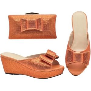 Hgvcfcv Vrouwen Schoenen En Tas Om Te Match Voor Party Italiaanse Schoenen Met Bijpassende Tassen Vrouwen Comfortabele Platform Sandaal Schoenen, Oranje Schoen en Tas, 39.5 EU