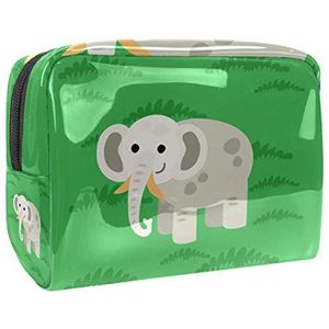 Draagbare make-up tas met rits reizen toilettas voor vrouwen handige opslag cosmetische zakje olifant groen