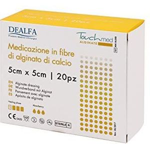 Touchmed calciumalginaatvezels, 5 x 5 cm, verpakking van 20 stuks in afzonderlijke zakjes (5 x 5 cm)