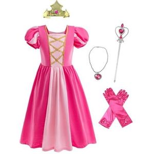 Lito Angels Kostuum prinses Aurora mooi slaaphout met accessoires voor kinderen, meisjes, maat 5-6 jaar, warmroze (stoffen label 120)