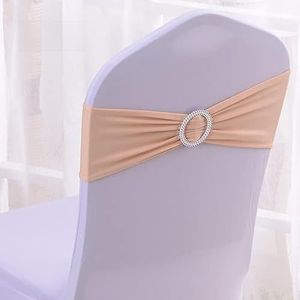 OIFAODAO, Stoel Sjerpen, 1 st Stretch Spandex Stoel Sjerp Bands Boog Knoop Met Gesp for Bruiloft Banket Hotel Kantoor Vergadering Decoraties Groothandel ，Stoelsjerpen(Pink)