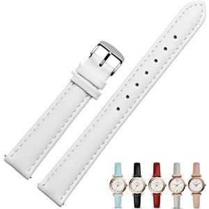 INEOUT 14mm 16mm lederen horlogeband armband compatibel met fossiel ES4529 ES4502 ES5068 ES4534 ES5017 Lederen bandaccessoires for dames (Color : White silver, Size : 14mm)