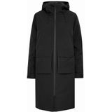 NORTH BEND NBKarina damesparka, mantel, regenjas, capuchon, trekkoord, waterdicht, winddicht, waterafstotend TPU-membraan, ademend W-PRO weerbeschermingssysteem, zwart (1001), 36