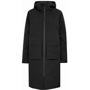 NORTH BEND NBKarina damesparka, mantel, regenjas, capuchon, trekkoord, waterdicht, winddicht, waterafstotend TPU-membraan, ademend W-PRO weerbeschermingssysteem, zwart (1001), 36