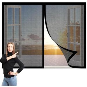 Magnetische Horren Voor Raam 140 x 230 cm, Mesh Gordijn Horren, Houd Insecten Buiten de Deur Voor Voorruit en Huis Buiten Kinderen Huisdieren, Zwart