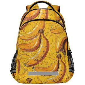 Wzzzsun Tropische banaan vruchten oranje rugzak boekentas reizen dagrugzak school laptop tas voor tieners jongen meisje kinderen, Leuke mode, 11.6L X 6.9W X 16.7H inch