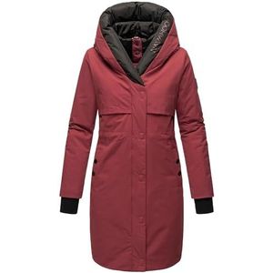 Navahoo Snowelf Damesmantel, lang, warm, gewatteerd, met capuchon, XS-XXL, bordeaux, XL