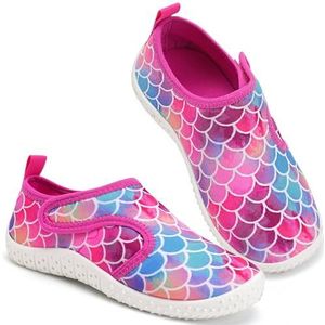 Waterschoenen voor kinderen, voor jongens en meisjes, badschoenen, aquaschoenen, zwemschoenen, strandschoenen, antislip, sneldrogend, visschubben roos, 33 EU