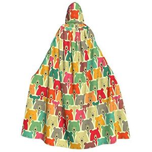 WURTON Unisex Hooded Mantel Voor Mannen & Vrouwen, Carnaval Thema Party Decor Kleurrijke Beren Print Hooded Mantel