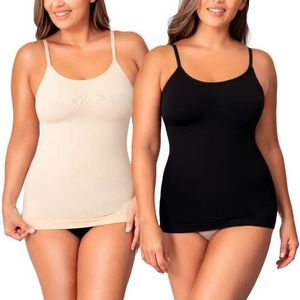 Shapermint Scoop Neck Compressie Cami - Buik- en Taille Controle Body Shapewear Hemdje, Zwart/Nude, L