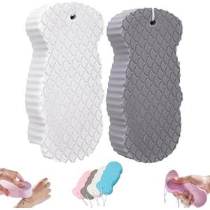 Magic Zachte scrub badspons, zachte peeling, badsponzen, herbruikbaar, peeling, dode huid, spons voor bad en douche (2 stuks B)