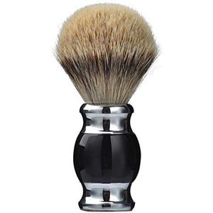 Je&Co 100% Silvertip Badger Hair Scheerborstel, Handgemaakte Scheerborstel met Fijn Hars Handvat en Roestvrij Staal Base (zwart)