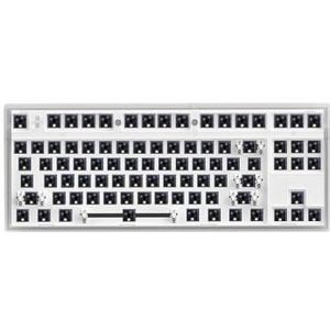 QPSJXN MK870 Wireless Keyboard Bluetooth 2.4G DRIE Mode-Aanpassing RGB 87 Hot Swappable met Satelliet (White Through)