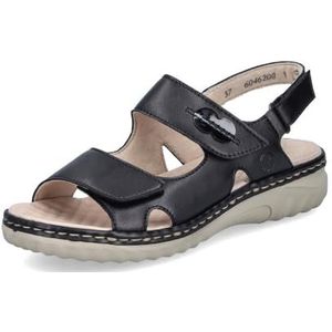 Rieker 60462 Sandalen - Zwart - Glad Leer - Klittenbandsluiting