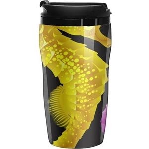 Kleurrijke Zeepaardjes Koffiekopjes Met Deksels Dubbele Muur Plastic Reizen Koffie Mok Verwijderbare Dranken Tumbler 250ml