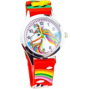 yeeplant Lady's Trendy Silicone-Strapped Cartoon Watch: Classic Wo's Cute Dial Horloge voor Kinderen, Rood85, Eén maat, riem